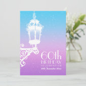 60e verjaardag lamp blauw en Paars Kaart (Staand voorkant)