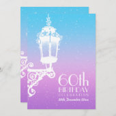 60e verjaardag lamp blauw en Paars Kaart (Voorkant / Achterkant)