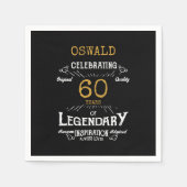 60e verjaardag Legendary Zwart Goud Retro Servet (Voorkant)