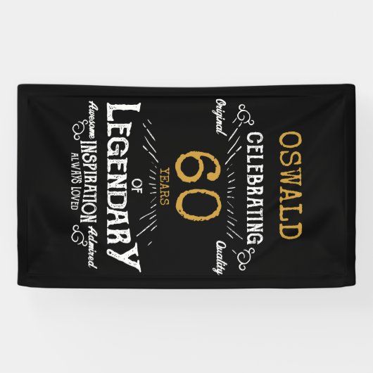 60e verjaardag Legendary Zwart Goud Retro Spandoek (Horizontaal)