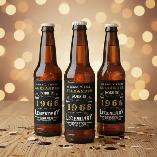 60e verjaardag Legende Geboren 1966 Vintage Zwart Bier Etiket