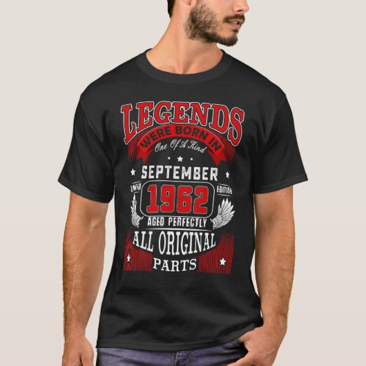 60e verjaardag Legends geboren in september 1962 6 T-shirt (Voorkant)