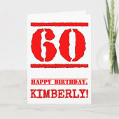 60e verjaardag: leuke, rode rubberen stempel geïns kaart (Voorkant)