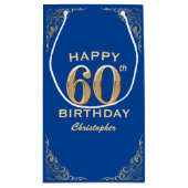 60e verjaardag Lijst Blauw en Glitter Glitter Klein Cadeauzakje (Achterkant)