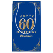 60e verjaardag Lijst Blauw en Glitter Glitter Klein Cadeauzakje (Voorkant)