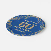 60e verjaardag Lijst Blauw en Glitter Glitter Papieren Bordje (Gekanteld)