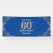 60e verjaardag Lijst Blauw en Glitter Glitter Spandoek (Horizontaal)