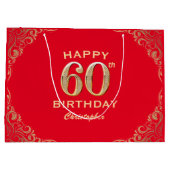 60e verjaardag Lijst van Red en Gold Glitter Groot Cadeauzakje (Achterkant)