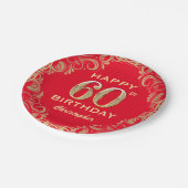 60e verjaardag Lijst van Red en Gold Glitter Papieren Bordje (Gekanteld)