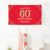 60e verjaardag Lijst van Red en Gold Glitter Spandoek (Insitu)