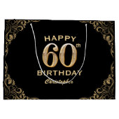 60e verjaardag Lijst voor zwarte en goudglitter Groot Cadeauzakje (Achterkant)
