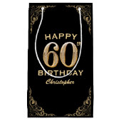 60e verjaardag Lijst voor zwarte en goudglitter Klein Cadeauzakje (Voorkant)