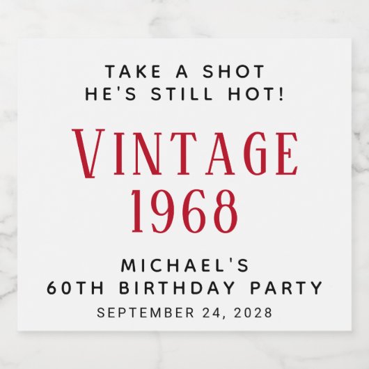  60e verjaardag likeurfles etiket (Enkel label)