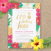 60e verjaardag Luau-uitnodigingen | Roze en goud Kaart