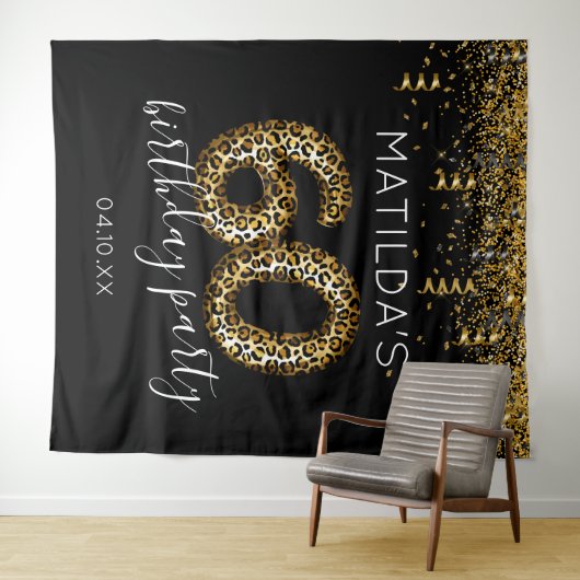 60e verjaardag Luipaardprint Foto Achtergrond Wandkleed (In Situ (horizontaal))