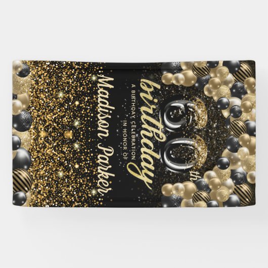 60e verjaardag Luxe, speciaal gepersonaliseerd zwa Spandoek (Horizontaal)