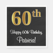 60e verjaardag ~ Luxurieuze Faux Gold-look # Servet (Voorkant)
