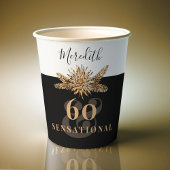 60e verjaardag Luxury Golden Flowers Elegant Class Papieren Bekers