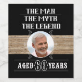 60e verjaardag Man de mythe de Legende partij Wijn Etiket (Enkel label)