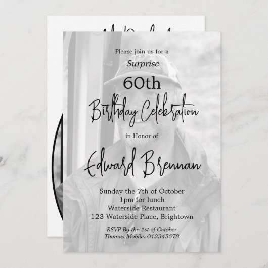 60e verjaardag man moderne stijlvolle foto kaart (Voorkant / Achterkant)