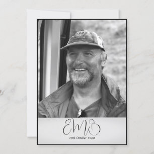 60e verjaardag man stijlvolle foto monogram verjaa kaart