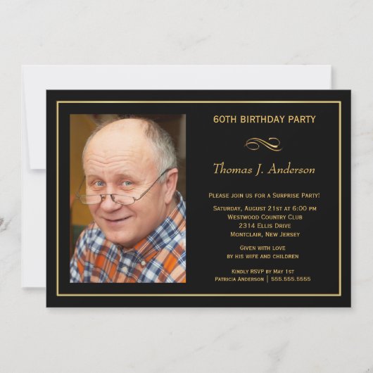 60e verjaardag Man zwart/goud Kaart (Voorkant)