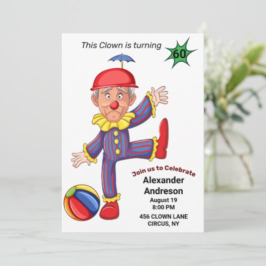 60e verjaardag Mannen Funny Clown Epic Amazing Kaart (Staand voorkant)