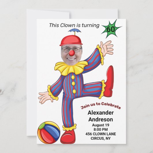 60e verjaardag Mannen nieuwe funny clown epic Amaz Kaart (Voorkant)