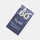 60e verjaardag marineblauwe zilveren sterren servet (Hoek)