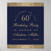 60e verjaardag marinescheepvaart Blue Gold Rozen W Poster (Voorkant)