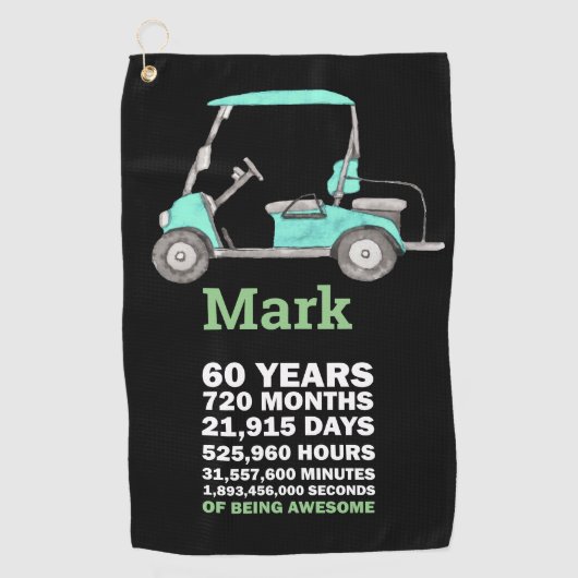 60e verjaardag Mark 60 jaar Geweldige Golfhanddoek (Voorkant)