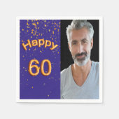 60e verjaardag marvy blue gold foto jongen servet (Voorkant)