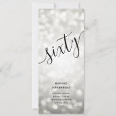 60e verjaardag Menu Zilveren Glitter Lights Kaart (Voorkant)