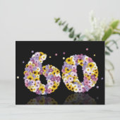 60e verjaardag, met bloemen letters kaart (Staand voorkant)