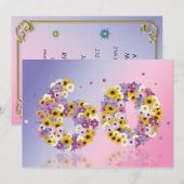 60e verjaardag, met bloemen letters kaart (Voorkant / Achterkant)