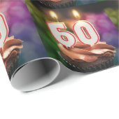 60e verjaardag met cake en kaarsen cadeaupapier (Rol Hoek)