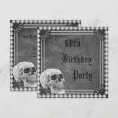 60e verjaardag met dubbele zweren schedel en diama kaart (Voorkant / Achterkant)