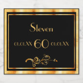 60e verjaardag met elegant zwart en goud sparkling wijnetiket (Enkel label)