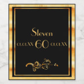 60e verjaardag met elegant zwart en goud wijn etiket (Enkel label)