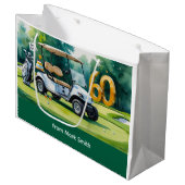 60e verjaardag met golfkar waterverf groot cadeauzakje (Voorkant Gekanteld)