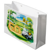 60e verjaardag met golfkar waterverf groot cadeauzakje (Voorkant Gekanteld)