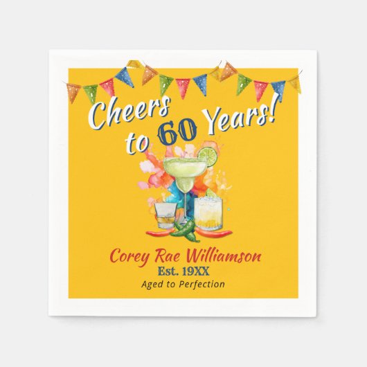 60e verjaardag Mexicaanse Fiesta Proost op 60 jaar Servet (Voorkant)
