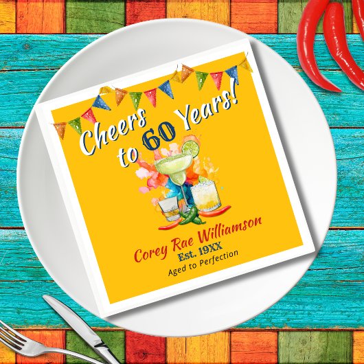 60e verjaardag Mexicaanse Fiesta Proost op 60 jaar Servet