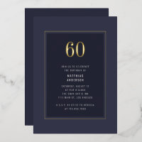 60e verjaardag Minimaal Elegant Donker Gouden Fram