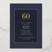 60e verjaardag minimale elegante donkergouden Lijs Folie Uitnodiging (Voorkant)