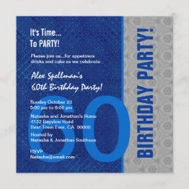 60e verjaardag Modern Blue en Silver S303 Kaart