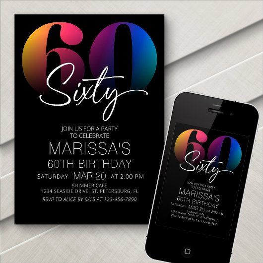 60e verjaardag Modern Kaart