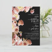 60e verjaardag Modern Moody Donker Roze Script Flo Kaart (Staand voorkant)