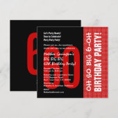 60e verjaardag Modern Red en Black B205 Kaart (Voorkant / Achterkant)