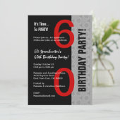 60e verjaardag Modern Red Silver Black D845 Kaart (Staand voorkant)